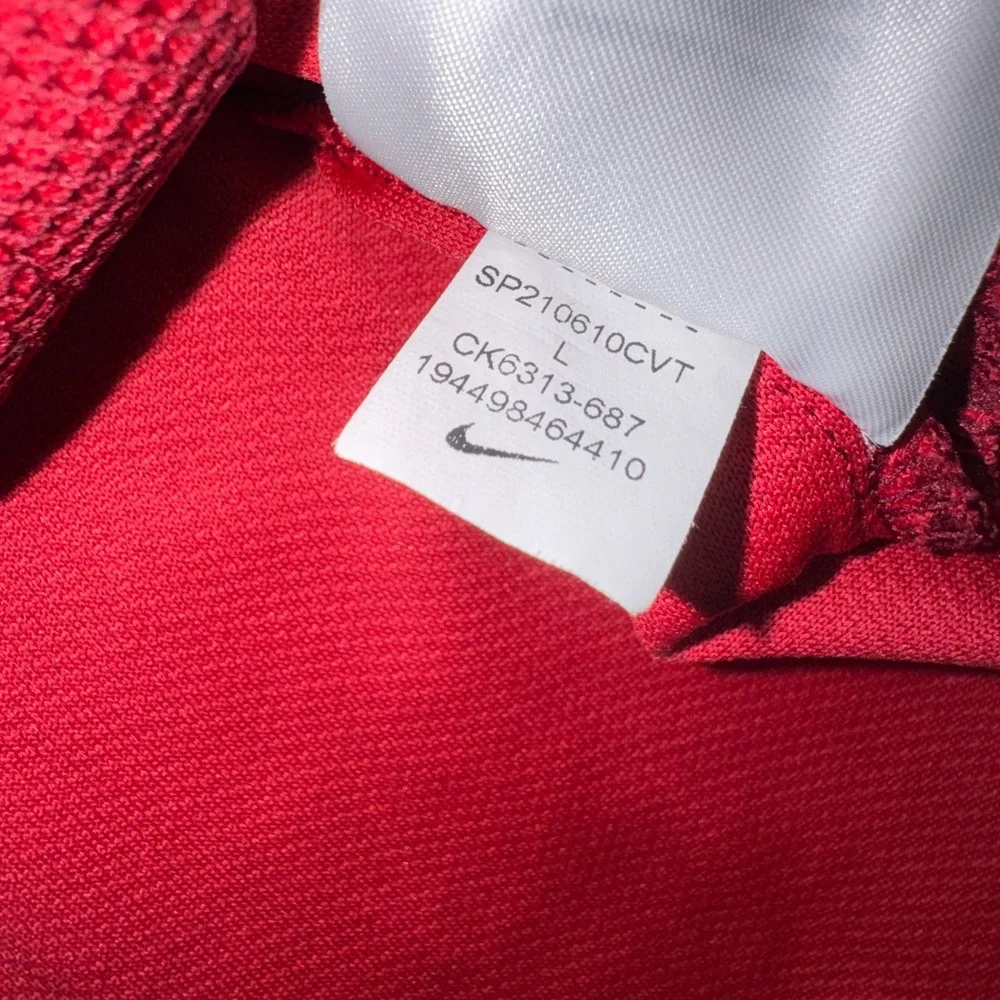 Nike Tiger Woods Collection Dri-FIT Golf Polo Red Striped CK6313-687 Mens Large